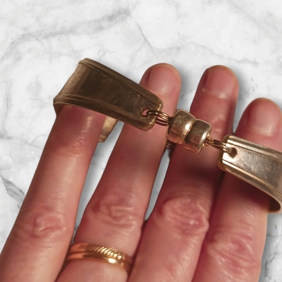 Vintage Spoon Silver Toned Bracelet Magnetic Closure Ornate Design Bohemian - Picture 3 of 4